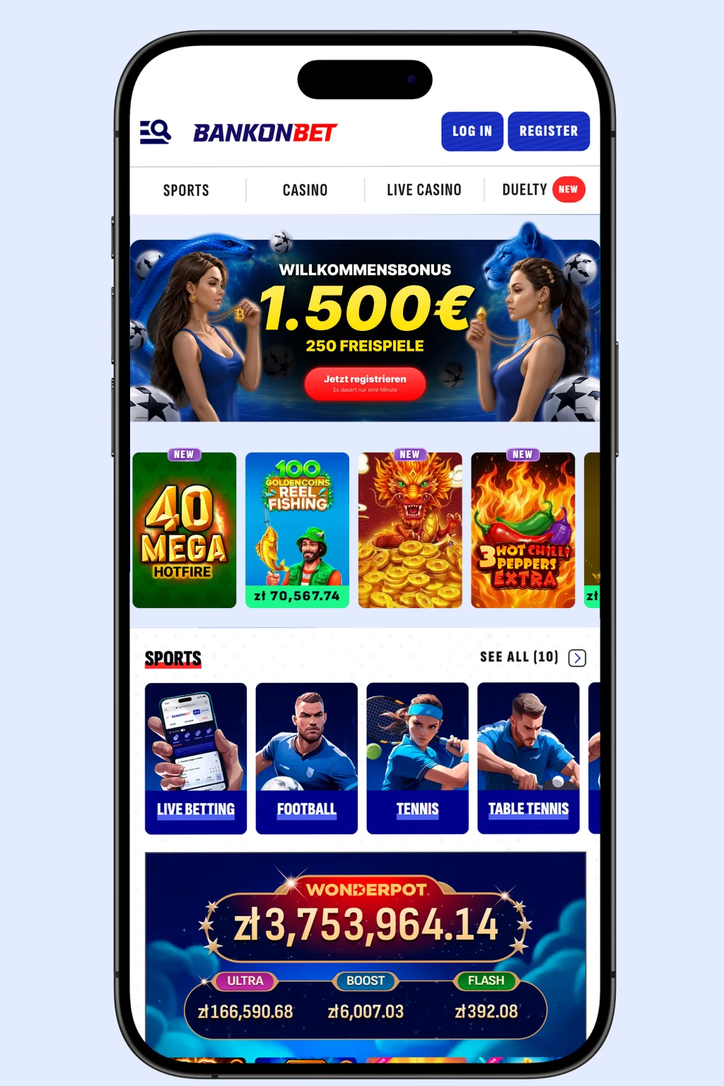 Bankonbet Mobile Casino App auf dem Smartphone